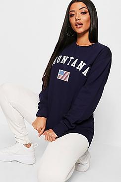 Boohoo Montana Slogan Sweat