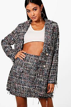 Boohoo Jade Boucle Mini Skirt