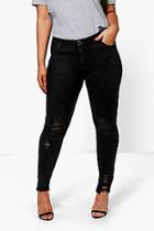 Boohoo Plus Emma Raw Edge Ripped Skinny Jean