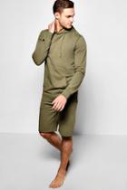 Boohoo Lightweight Hooded Short Loungewear Set Khaki