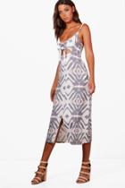 Boohoo Tall Lucy Front Knot Printed Maxi Dress Multi