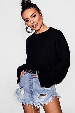 Boohoo Harriet Oversized Rib Edge Wide Sleeve Jumper