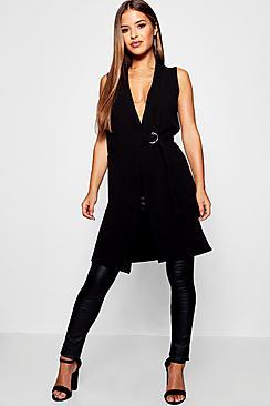 Boohoo Petite D-ring Detail Sleeveless Duster
