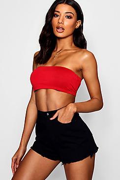 Boohoo High Waist Bum Rip Denim Short