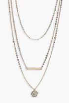 Boohoo Ivy Layered Coin And Bar Necklace