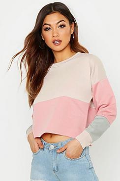 Boohoo Colour Block Cropped Sweat
