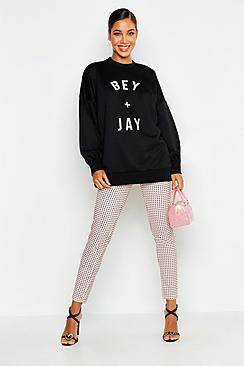 Boohoo Bey And Jay Slogan Sweatshirt