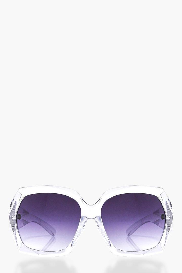 Boohoo Faye Clear Frame Oversized Fashion Glasses Grey