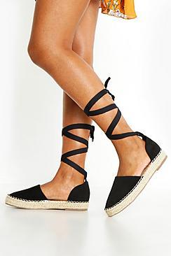 Boohoo Ankle Wrap Flat Espadrilles