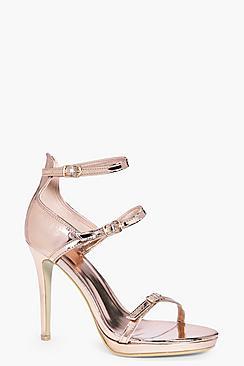 Boohoo Lois Three Strap Barely There Heels