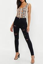 Boohoo Tall Slash Rip Jegging