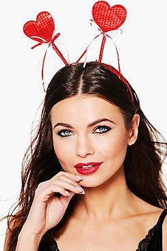 Boohoo Ella Sequin Ribbon Love Heart Headband