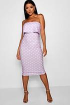 Boohoo Double Layer Polka Dot Bodycon Midi Dress