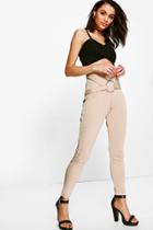 Boohoo Avah O Ring Detail Scuba Leggings Sand