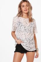 Boohoo Eva Sequin Oversized Mesh T-shirt White