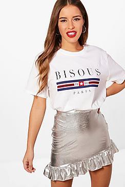 Boohoo Petite Beth Sports Slogan Tee