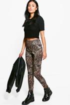 Boohoo Violet Tonal Leopard Print Leggings Multi