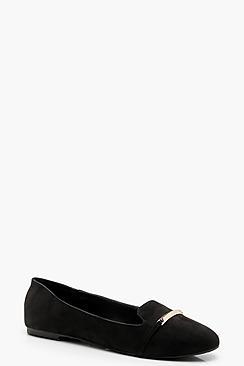 Boohoo Rebecca Metal Trim Slipper Ballets