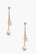 Boohoo Flossie Star And Pearl Drop Earrings