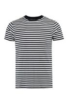 Boohoo Crew Neck T-shirt In Yarn Dye Stripe Navy