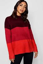 Boohoo Colour Block Jumper With Funnel Neck
