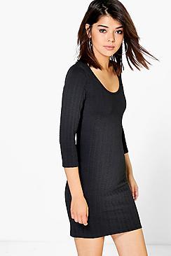 Boohoo Esme Scoop Neck Textured Dress