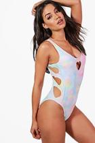 Boohoo Barcelona Ombre Cut Out Heart Scoop Swimsuit