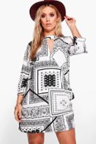 Boohoo Plus Hayley Mono Wrap Shirt Dress Multi