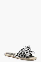 Boohoo Bella Gingham Oversized Bow Square Toe Espadrilles