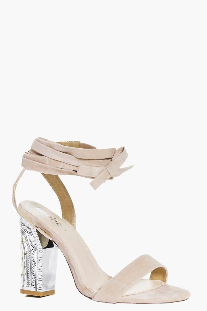 Boohoo Vanessa Unicorn Block Heel Two Part Nude