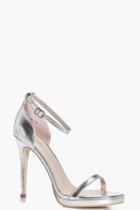 Boohoo Elizabeth Metallic Single Platform Two Part Heels Silver