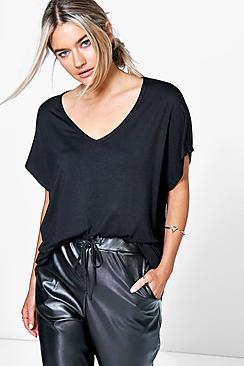 Boohoo Isobel Basic Oversized V Neck T-shirt