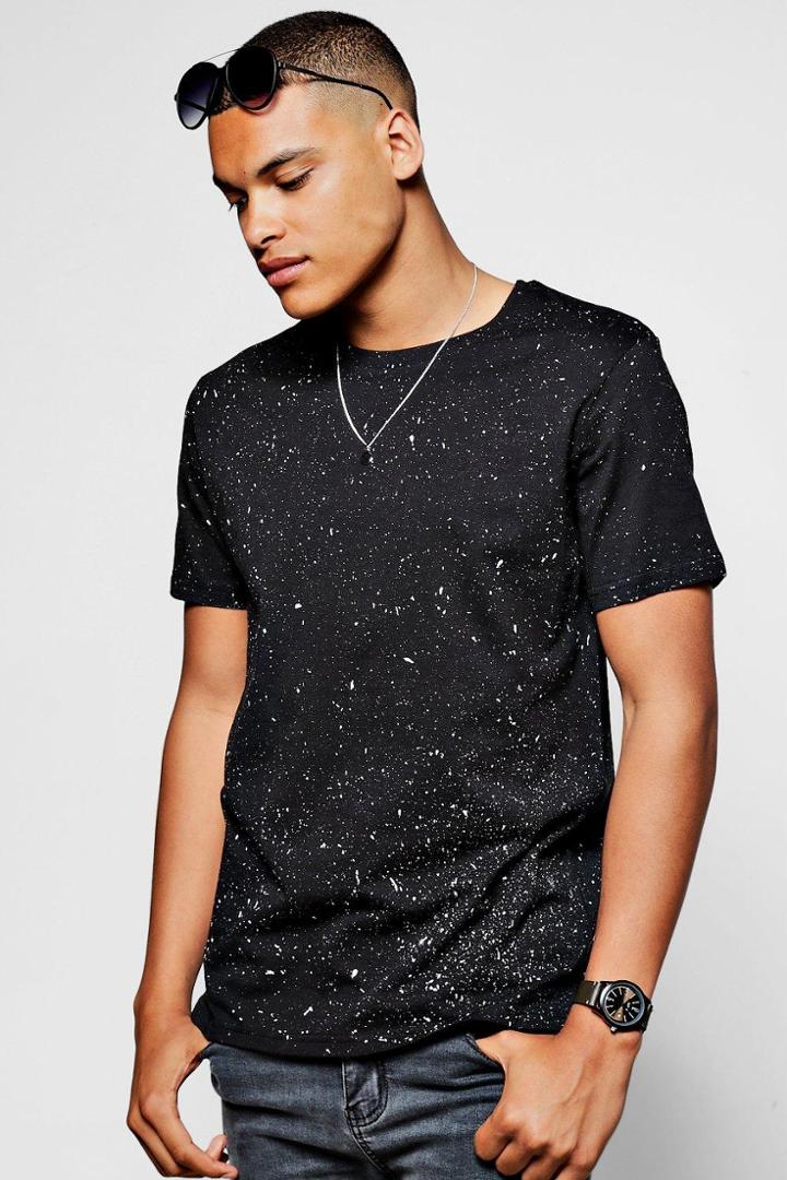 Boohoo Paint Splatter T Shirt Black