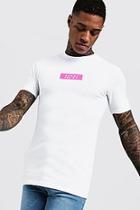 Boohoo Muscle Fit Pink Box Logo T-shirt