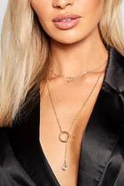 Boohoo Stone And Circle Layered Plunge Necklace