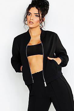 Boohoo Piping Detail Woven Herringbone Bomber Jacket