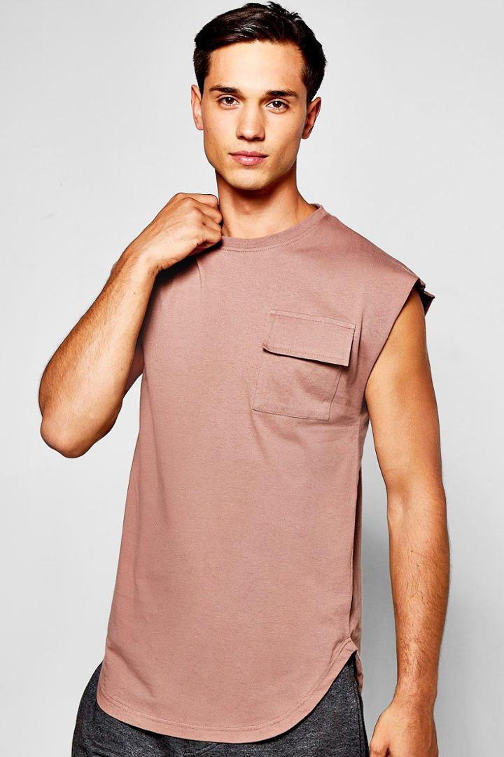 Boohoo Military Pocket Tank Top With Drop Shoulder Brown