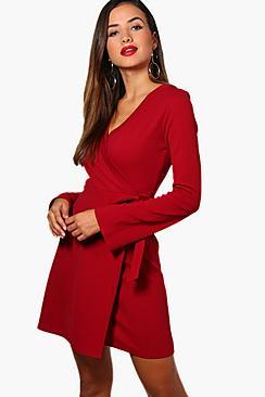 Boohoo Erin Wrap Over Tie Dress