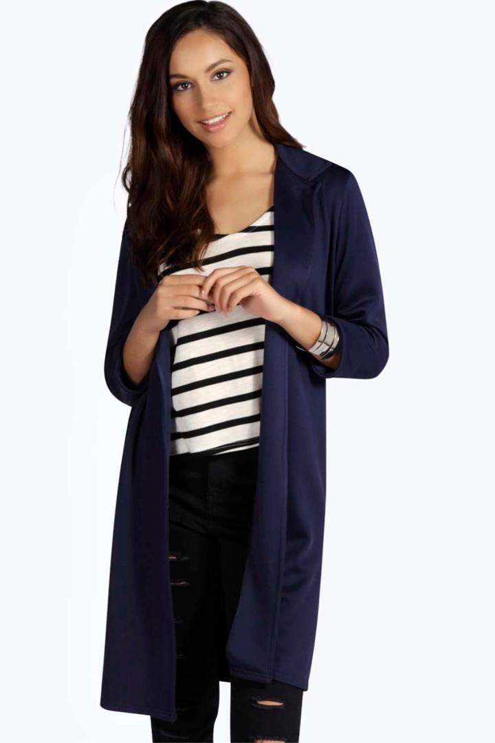 Boohoo Tory Duster Coat - Navy