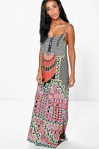 Boohoo Vaishnavi Placement Geo Maxi Dress Multi