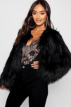 Boohoo Petite Mongolian Cropped Faux Fur Coat