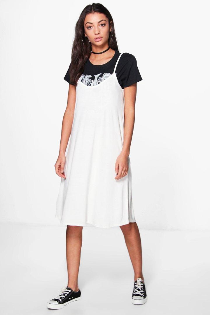 Boohoo Tall Liya Cami Swing Dress Ivory