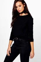 Boohoo Selma Long Sleeve Top Black