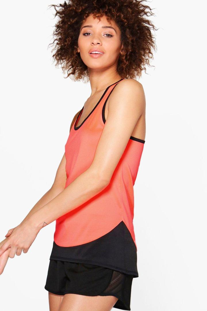 Boohoo Olivia Fit Racer Back Running Tank Top Orange