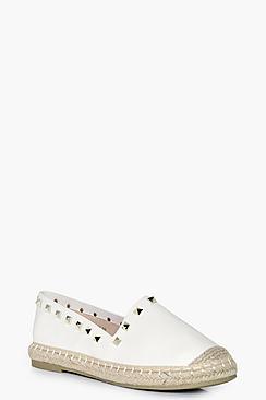 Boohoo Laura Stud Trim Espadrille Flat