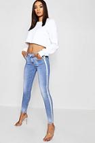 Boohoo Savannah Glitter Stripe Mid Rise Skinny Jean
