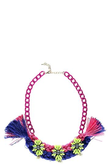Boohoo Daisy Statement Rope And Gem Necklace - Multi