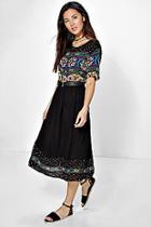 Boohoo Tatiana Retro Print Midi Dress