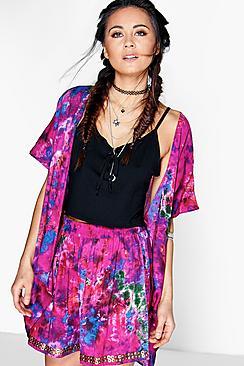 Boohoo Kayley Festival Tie Dye Beaded Shorts
