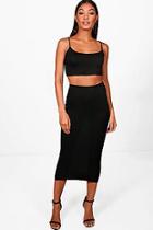 Boohoo Millie Strappy Bandeau & Rib Midi Co-ord